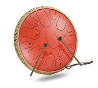 Jauarta Steel Tongue Drum Kit 15 Note D Key Ethereal Hand Pan Percussion Instrument Red with Hand Pan for Various Activities Accessories (D adjustment 15 metrology spot red + full set of)