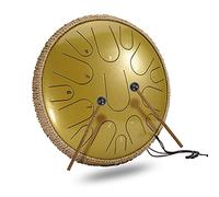 Jauarta Steel Tongue Drum Kit 15 Note D Key Ethereal Hand Pan Percussion Instrument Red with Hand Pan for Various Activities Accessories (D adjustment 15 sound Buddha gold + full set of)