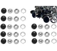 JAUEIVR Snap Fasteners - 100 Sets 12mm Pearl Prong Snap Buttons for Sewing Crafting, Black
