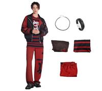 Jaugola Adult Victor Zombies Costume Punk Jacket T-Shirt Pants Necklace Wristlet Halloween Party Dawn Vampire Outfit Red, Red, 3XL