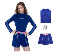 Jaugola Womens Addison Zombies Costume Dawn of Vampires Shirt Shorts Wristband Halloween Themed Party Outfit Blue M