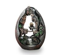 Jauhmui Backflow Incense Burner Resin Mountain Waterfall, Zen Buddha Landscape Smoke Fountain Incense Holder for Meditation Aromatherapy Home Decor Ornament(1)