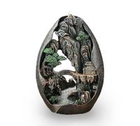 Jauhmui Backflow Incense Burner Resin Mountain Waterfall, Zen Buddha Landscape Smoke Fountain Incense Holder for Meditation Aromatherapy Home Decor Ornament(2)