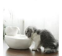 Jauhmui Cat Drinking Fountain, Automatic Circulation Pet Water Dispenser, 1.3L, White, Ceramic, Cat Fountain with Small Fish Decoration