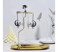 Jauhmui Rotating Candle Holder, Golden Moon Cat, Carousel Candle Holder with Large Tray, Rotatable Tea Light Holder for Home/Party/Wedding/Table Decoration