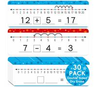 Jauisus 30 Pack Dry Erase Number Line Whiteboard Card 4”x12” Double Sided Dry Erase Board 0-10 on One Side 0-20 on Other Side, Home Teacher Classroom Must Haves Math White Board