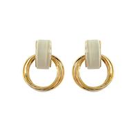 JAUMCKO Chunky Gold Earrings, Geometric Circles Earrings Studs for Women, Knot Link Dangle Earrings with CatEye Stone, Alloy Plated, Trendy Jewelry Gifts