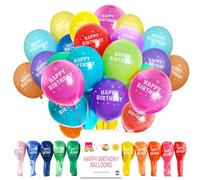 Jaunty 50pk Happy Birthday Balloons Colourful Latex Party Essentials for Women, Kids, Boys, Girls - Arch, Games, Banners, Baby Shower Decorations, Gender Reveal, Engagement Durable Long-Lasting
