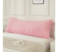 JAUXIO Faux Fur Fluffy Body Pillow Cover Luxury Textured Vertical Stripe Plush Decorative Body Pillowcase, Ultra Soft and Cozy Zipper Closure 21 x 54 Inches, Pink