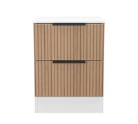 Livara Ready Assembled 2 Drawer Bedside Table - White & Oak