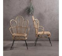 Java Chair - Natural Rattan with Black Metal - Scalloped Back