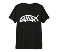 Java Coffee Darwin Evolutionist Fish Atheists Nonbeliever Premium T-Shirt