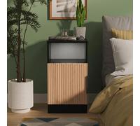 Java Fluted Bedside Cabinet - 1 Door - Natural and Black