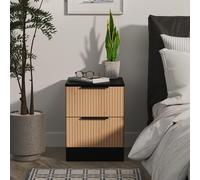Java Fluted Bedside Cabinet - 2 Drawer - Natural and Black