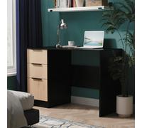 Java Fluted Desk - 3 Drawer - Natural and Black