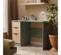 Java Fluted Desk - 3 Drawer - Natural and Reed Green