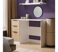 Java Fluted Desk - 3 Drawer - Natural and White