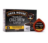 JAVA HOUSE Medium Roast Colombian Cold Brew Pods, (6 Count) Peel and Pour Pods Hot or Iced Instant Coffee Concentrate
