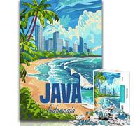 Java Island Indonesia Jigsaw Puzzles for Adults 1000 Jigsaws,Toys Educational Games Stress Relieving Suitable for Desktop Decoration 50x75cm