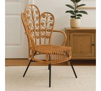 Java Natural Rattan Chair with Scalloped Back