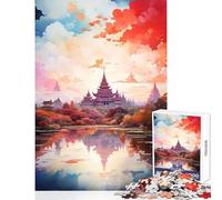 Java Oil Painting Jigsaw Puzzles 1000 Pieces for Adults Peaceful Calm Stress Relief Mindful Peaceful Leisure Game (38X52cm)
