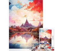 Java Oil Painting Jigsaw Puzzles 1000 Pieces for Teenagers Relaxing Quiet Leisure Fun Relaxing Soothing Indoor Play (38X26cm)