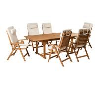 Garden Dining Set 6 Seater JAVA PREMIUM Acacia Wood Light Beige