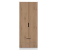 Livara Ready Assembled Tofino 2 Door Wardrobe - White & Oak
