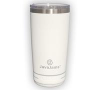 JavaJams 20 oz Bluetooth Speaker Tumbler - Stainless Steel Travel Coffee Mug for Hot & Cold Drinks, Leak-Proof Insulated Cup with Lid, Portable Music Travel Tumbler with Double Wall Design (White)
