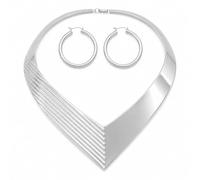 JAVARNV Chunky Jewelry Set for Women Statement Collar Necklace Hoop Earrings Egyptian Queen Halloween Costume Accessories, L, Zinc, No Gemstone