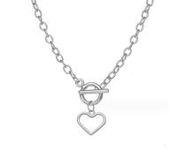 JAVARNV Heart Necklace for Women Small Heart Chain Small Heart Necklace Cute Heart Pendant Necklace Gold Love Heart Necklace OT Buckle Jewelry Gifts for Women Teens, Metal, No Gemstone