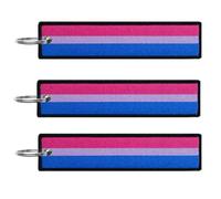 JAVD Bisexual Bi Pride Flag Keychain Tag with Key Ring - Keys, Cars, Motorcycles, Backpacks, Luggage and Gifts - EDC (3 Pack)
