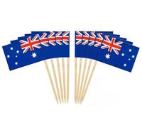 JAVD CYPS 100 Pcs Australia Flag Australian Toothpick Flags, Small Mini Stick Cupcake Toppers Australian Flags,Country Picks Party Decoration Celebration Cocktail Food Bar Cake Flags