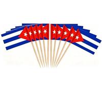 JAVD CYPS 100 Pcs Cuba Flag Cuban Toothpick Flags, Small Mini Stick Cupcake Toppers Cuban Flags,Country Picks Party Decoration Celebration Cocktail Food Bar Cake Flags