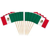 JAVD CYPS 100 Pcs Mexico Flag Mexican Toothpick Flags, Small Mini Stick Cupcake Toppers Mexican Flags,Country Picks Party Decoration Celebration Cocktail Food Bar Cake Flags
