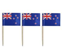 JAVD CYPS 100 Pcs New Zealand Flag New Zealander Toothpick Flags, Small Mini Stick Cupcake Toppers New Zealander Flags,Country Picks Party Decoration Celebration Cocktail Food Bar Cake Flags