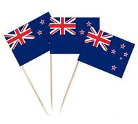 JAVD CYPS 100 Pcs New Zealand Flag New Zealander Toothpick Flags, Small Mini Stick Cupcake Toppers New Zealander Flags,Country Picks Party Decoration Celebration Cocktail Food Bar Cake Flags