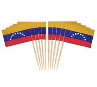 JAVD CYPS 100 Pcs Venezuela Flag Venezuelans Toothpick Flags, Small Mini Stick Cupcake Toppers Venezuelans Flags,Country Picks Party Decoration Celebration Cocktail Food Bar Cake Flags