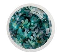 JAVENPROEQT 12 Pcs Cabinet Knobs Watercolor Forest Sage Green Color Abstract Floral Texture, Round Crystal Glass Drawer Dresser Wardrobe Handles Pulls for Home Kitchen, 1.37 x 1.10 in