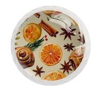 JAVENPROEQT 12 Pcs Cabinet Knobs Watercolor Orange Citrus Slices Creamy Background, Round Crystal Glass Drawer Dresser Wardrobe Handles Pulls for Home Kitchen, 1.37 x 1.10 in