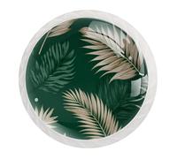 JAVENPROEQT 12PCS 35MM Crystal Door Knobs Cupboard Knobs Pull Handle with Screw for Drawer Wardrobe Cabinet Home Bedroom Kids Room Decor Sage Green with Tropical Palm Leaves Seamless Pattern