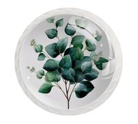 JAVENPROEQT 12PCS 35MM Crystal Door Knobs Cupboard Knobs Pull Handle with Screw for Drawer Wardrobe Cabinet Home Bedroom Kids Room Decor Watercolor Sage Green Eucalyptus