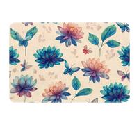 JAVENPROEQT Flowers and Flying Butterflies Watercolor Pattern Entryway Rug, 60 x 90 cm Area Rug Indoor Door Mat Non-slip Washable Floor Carpet Rug for Bedroom Dining Room Bathroom