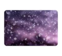JAVENPROEQT Small Washable Kitchen Rug, 50 x 80 cm Indoor Door Mats for Entryway, Non Slip Area Rug for Entrance Bathroom Bedroom, Flying Purple Snowflakes