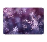 JAVENPROEQT Small Washable Kitchen Rug, 50 x 80 cm Indoor Door Mats for Entryway, Non Slip Area Rug for Entrance Bathroom Bedroom, Beautiful Flying Purple Snowflakes