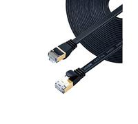 JAVEX CAT6a/CAT7 RJ45 [S/STP, 10GB] Network Ethernet Patch Cord [OFC] - Flat Cable, Black, 15.2M/50FT