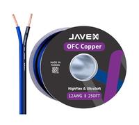 JAVEX Speaker Wire 12 AWG[3.38mm2x2] [Oxygen-Free Copper 99.9%] HighFlex Stranded Copper, Flat Cable Blue/Black, 76M
