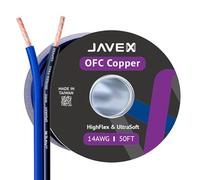 JAVEX Speaker Wire 14-Gauge [2.11mm2] [0.16mm Strands Oxygen-Free Copper 99.9%] Stranded Copper, Blue/Black, Cable for Hi-Fi Systems, Amplifiers, AV receivers and Car Audio Systems, 15.25M [50FT]