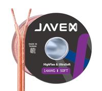 JAVEX Speaker Wire 14-Gauge [2.11mm2] [0.16mm Strands Oxygen-Free Copper 99.9%] Stranded Copper, Flat Cable, Cable for Hi-Fi Systems, Amplifiers, AV receivers and Car Audio Systems, 15.25M [50FT]
