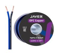 JAVEX Speaker Wire 16-Gauge AWG [0.16mm Strands Oxygen-Free Copper 99.9%] Stranded Copper, Blue/Black, Cable for Hi-Fi Systems, Amplifiers, AV receivers and Car Audio Systems, 50FT [15.25M]